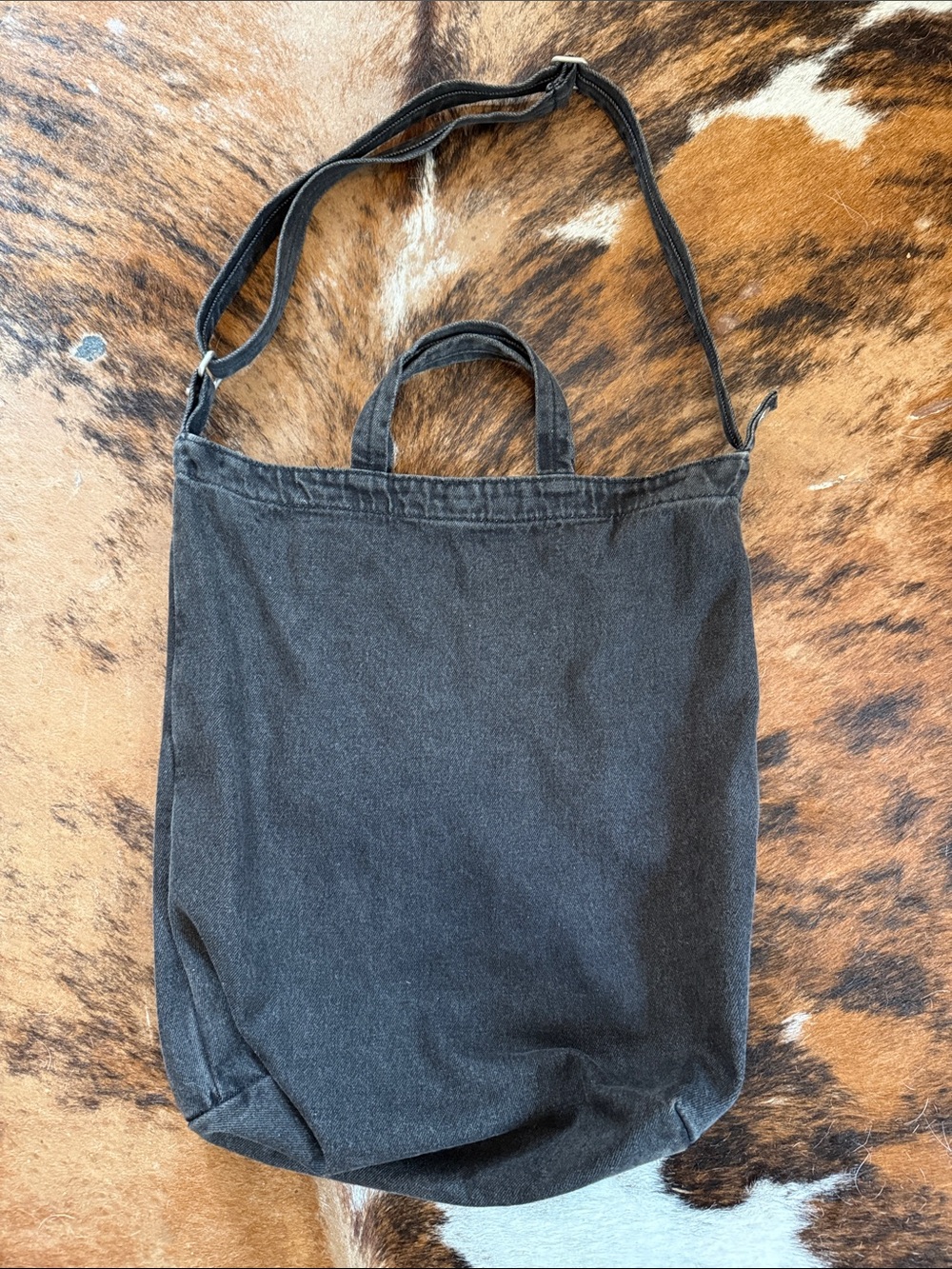 Baggu Black Canvas Tote Crossbody Bag